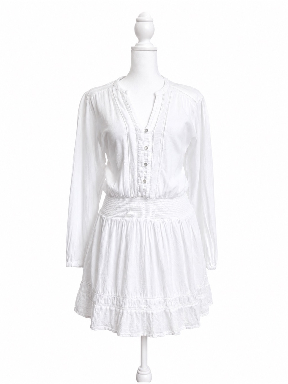 Rails Jasmine White Linen Blend Smocked Waist Mini Dress S - Picture 2 of 10